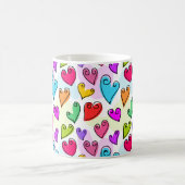 Girly Vibrant Hearts Schattigee romantische Valent Koffiemok (Center)