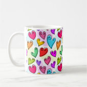 Girly Vibrant Hearts Schattigee romantische Valent Koffiemok (Links)