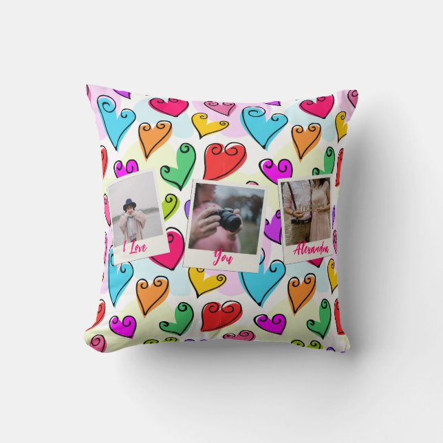 Girly Vibrant Hearts Schattigee romantische Valent Kussen (Voorkant)