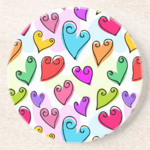 Girly Vibrant Hearts Schattigee romantische Valent Zandsteen Onderzetter