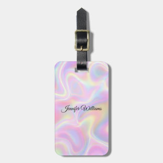 Girly Vibrant Pastel Holographic Swirl Design      Bagagelabel