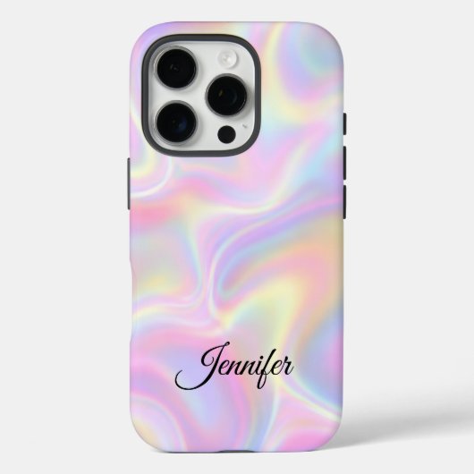 Girly Vibrant Pastel Holographic Swirl Design      Case-Mate iPhone Case (Achterkant)