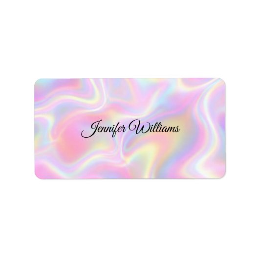 Girly Vibrant Pastel Holographic Swirl Design      Etiket (Voorkant)