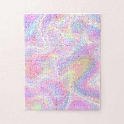 Girly Vibrant Pastel Holographic Swirl Design Legpuzzel (Verticaal)