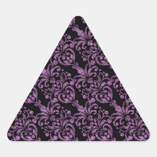 Girly Victoriaans Paars Glittery Damask Pattern Sticker (Voorkant)