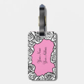 Girly Vintage witte rozen Bagagelabel (Achterkant verticaal)