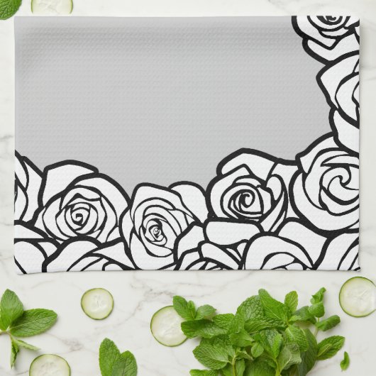 Girly Vintage witte rozen Theedoek (Gevouwen)