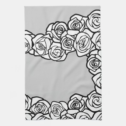 Girly Vintage witte rozen Theedoek (Verticaal)