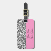 Girly Vintage zwarte en witte rozen Bagagelabel (Voorkant verticaal)
