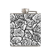 Girly Vintage zwarte en witte rozen Heupfles (Achterkant)