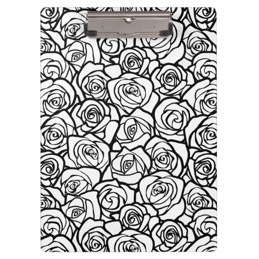 Girly Vintage zwarte en witte rozen Klembord (Voorkant)