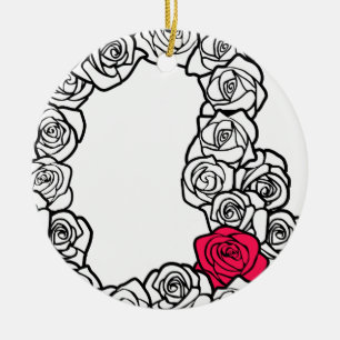 Girly Vintage zwarte roze en witte rozen Keramisch Ornament