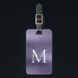 Girly Violet Geborsteld Metalen Script Monogram Gl Bagagelabel<br><div class="desc">Girly Dusty Violet Licht Paarse Geborsteld Metalen Script Monogram Schattigee Tas Label</div>