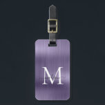 Girly Violet Geborsteld Metalen Script Monogram Gl Bagagelabel<br><div class="desc">Girly Dusty Violet Licht Paarse Geborsteld Metalen Script Monogram Schattigee Tas Label</div>
