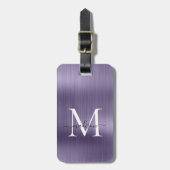 Girly Violet Geborsteld Metalen Script Monogram Gl Bagagelabel (Voorkant verticaal)
