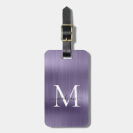 Girly Violet Geborsteld Metalen Script Monogram Gl Bagagelabel