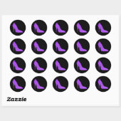 Girly Violet Glitter High Hiel Black Ronde Sticker (Vel)