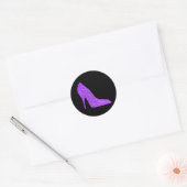 Girly Violet Glitter High Hiel Black Ronde Sticker (Envelop)