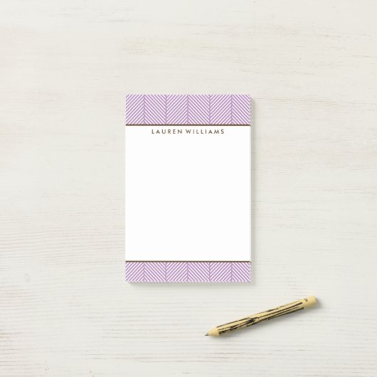 Girly Violet Herringbone Pattern Post-it® Notes (Op bureau)