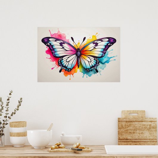 Girly Vlinder Illustratie Kunst Poster (Keuken)