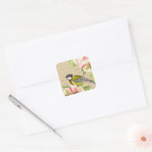 Girly  vogel en bloem sticker (Envelop)
