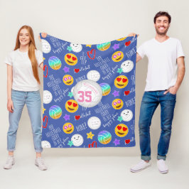 Girly volleybal Kawaii emoji en typografie Fleece Deken