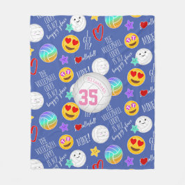 Girly volleybal Kawaii emoji en typografie Fleece Deken
