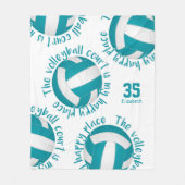 girly volleyball court happy place blauwgroen grij fleece deken (Voorkant)