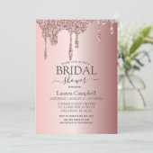 Girly Vrijgezellenfeest Roos Gouden Glitter Drips Kaart (Staand voorkant)