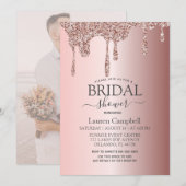 Girly Vrijgezellenfeest Roos Gouden Glitter Drips Kaart (Voorkant / Achterkant)