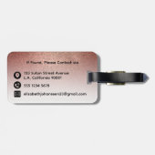 Girly Vrouwelijk Roos Goud Glitter Wit Monogrammed Bagagelabel (Achterkant horizontaal)