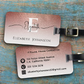 Girly Vrouwelijk Roos Goud Glitter Wit Monogrammed Bagagelabel