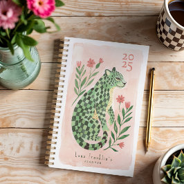 Girly Waterverf Abstracte Geruite Cheetah Bloemen Planner