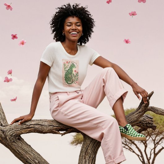 Girly Waterverf Bloemen Abstracte Geruite Cheetah Tri-Blend Shirt