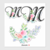 Girly Waterverf Bloemenbrief M Sticker (Vel)