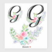Girly Waterverf Bloemenletter G Sticker (Vel)