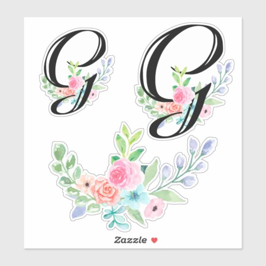 Girly Waterverf Bloemenletter G Sticker (Vel)