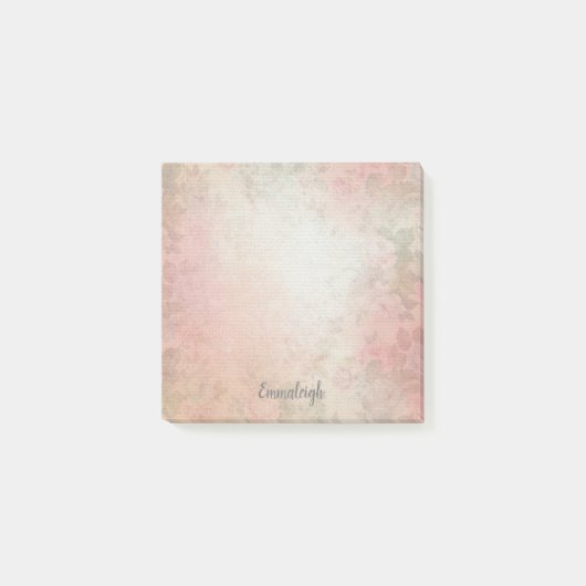 Girly Waterverf bloemenmonogram | Roze en groen Post-it® Notes (Voorkant)