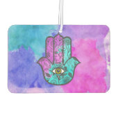 Girly Waterverf Bloemenprint Hamsa Hand van Fatima Luchtverfrisser (Achterkant)