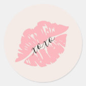 Girly waterverf Blush Pink Lips XOXO Personized Ronde Sticker (Voorkant)