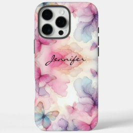 Girly Waterverf Butterfly iPhone iPhone 16 Pro Max Hoesje