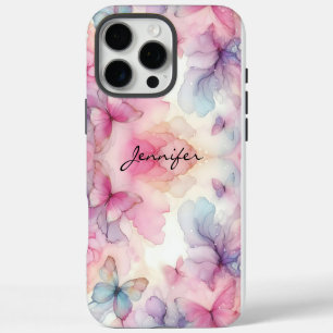 Girly Waterverf Butterfly iPhone 16 Pro Max Hoesje