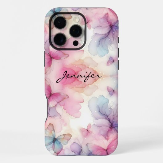Girly Waterverf Butterfly iPhone Hoesje (Achterkant)