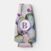 Girly Waterverf Cactus | Monogram Flesjeskoeler (Voorkant)