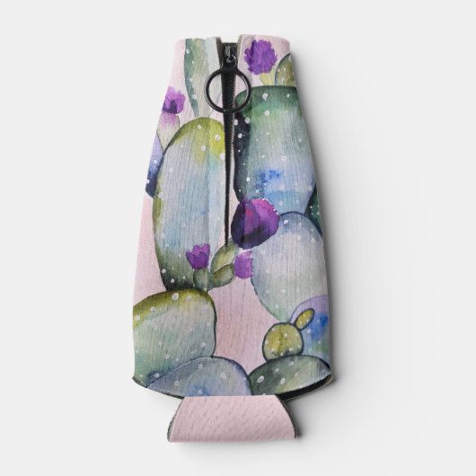 Girly Waterverf Cactus | Monogram Flesjeskoeler (Achterkant)