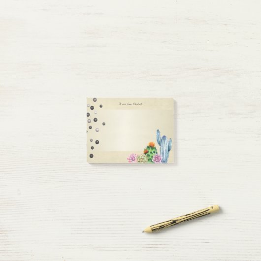 Girly Waterverf Cactus, Pearls - Post-it® Notes (Op bureau)