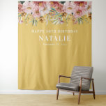 Girly waterverf floral 30th birthday roze chique t wandkleed<br><div class="desc">Girly waterverf floral 30th birthday geel chique feestuitnodigingen. Mooi elegant modern feestthema.</div>