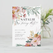 Girly waterverf floral 30th verjaardag roze blauw (Staand voorkant)