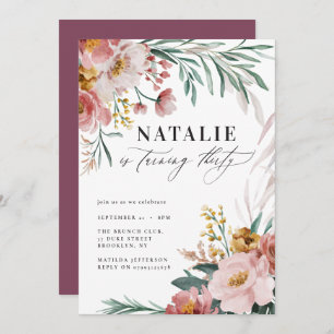 Girly waterverf floral 30th verjaardag roze blauw