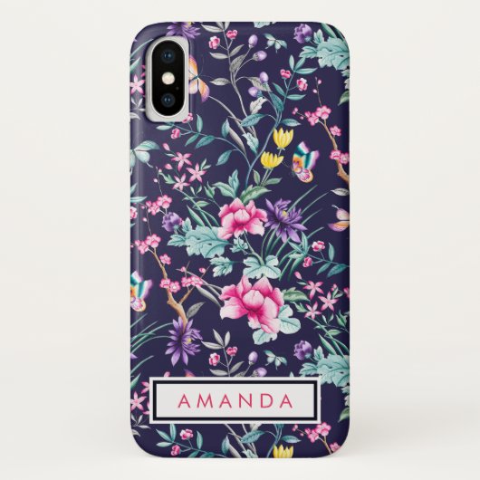 Girly waterverf Flowers vlinders jouw naam Case-Mate iPhone Case (Achterkant)
